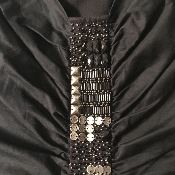 TED BAKER Elva Black Stretch Cotton Embellished Front Dress 3 - Picture 3 of 7